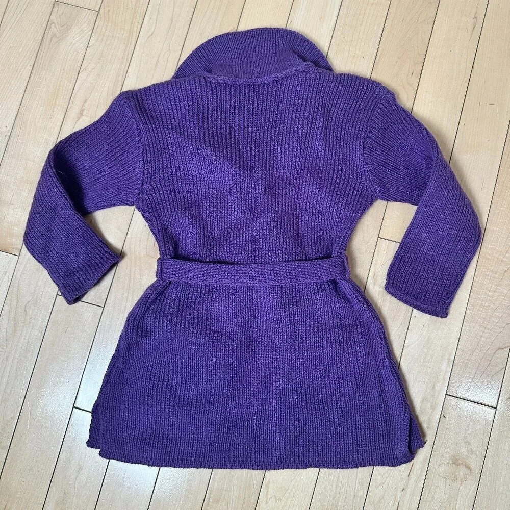 Vintage Baby Toddler Sweater Coat with Embroidered Flowers Size 2T